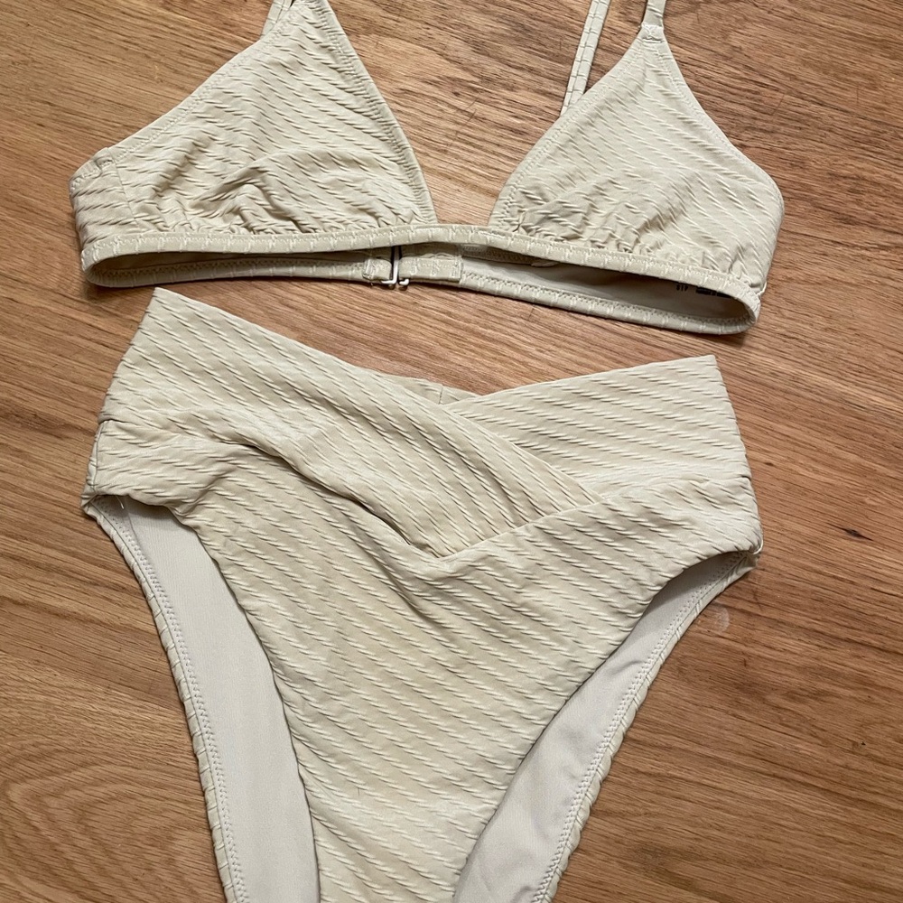 Aerie Beige Textured Bikini Set